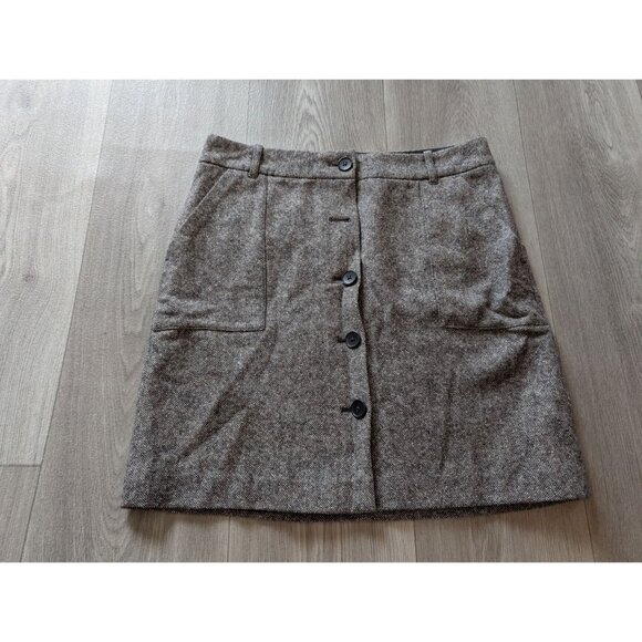 Eddie Bauer Womens Tweed Button-Front Skirt Size 2 Gray Wool Blend - Picture 2 of 6